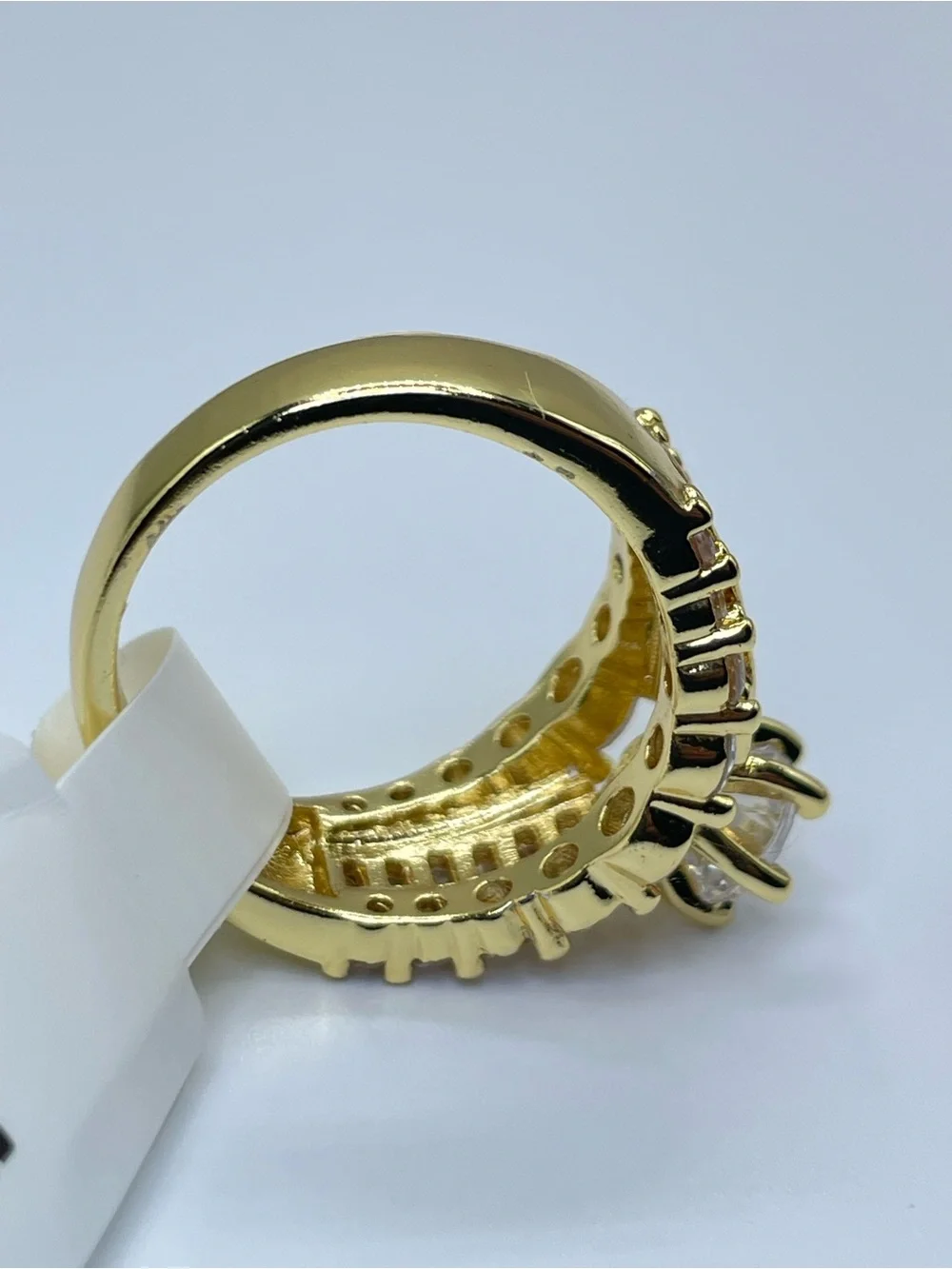 Swarovski Crystals Elements White Crystal Art Deco Bridal Ring Sz 7